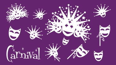 5 farklı mardis gras maskesi ayarla karnaval parti maskeleri vektör