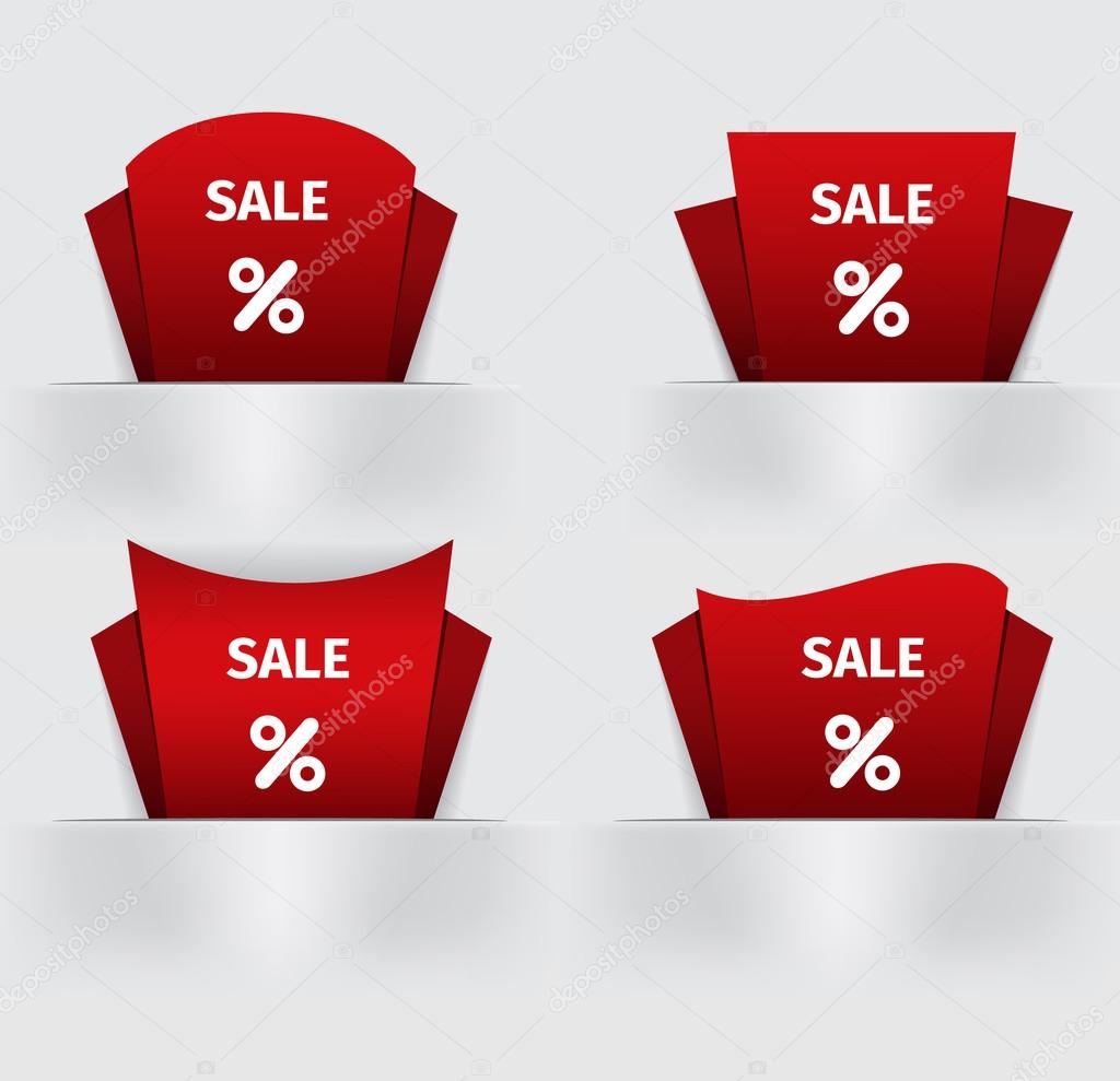 Set of red Sale percent sticker price tag