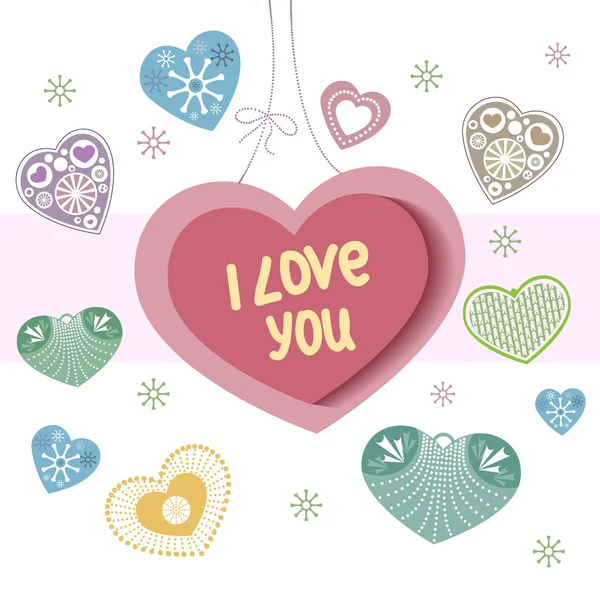 Valentines Day Card With Hearts — Stock Vector