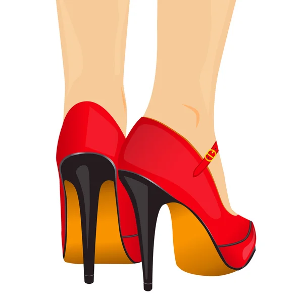 Vector ilustración piernas zapatos rojos — Vector de stock