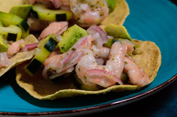 Aguachile, Mexican spicy marinated seafood dish with shrimp