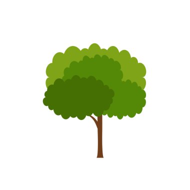 Yeşil ağaç, Beyaz Arkaplanda çeşitli formlar, çeşitli ağaç kümeleri, dekorasyon bahçeleri ve ev tasarımları için ağaçlar. Vektör illüstrasyon ve simge