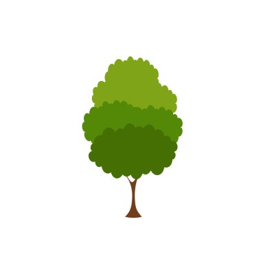 Yeşil ağaç, Beyaz Arkaplanda çeşitli formlar, çeşitli ağaç kümeleri, dekorasyon bahçeleri ve ev tasarımları için ağaçlar. Vektör illüstrasyon ve simge