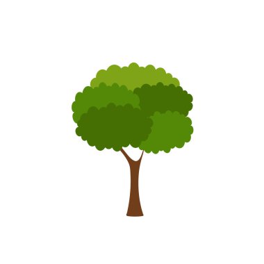 Yeşil ağaç, Beyaz Arkaplanda çeşitli formlar, çeşitli ağaç kümeleri, dekorasyon bahçeleri ve ev tasarımları için ağaçlar. Vektör illüstrasyon ve simge
