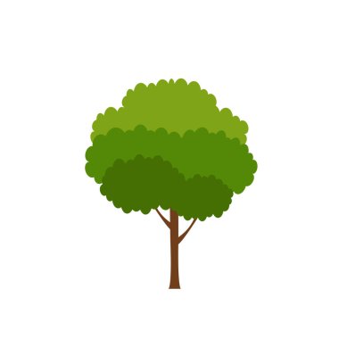 Yeşil ağaç, Beyaz Arkaplanda çeşitli formlar, çeşitli ağaç kümeleri, dekorasyon bahçeleri ve ev tasarımları için ağaçlar. Vektör illüstrasyon ve simge