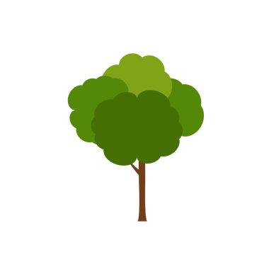 Yeşil ağaç, Beyaz Arkaplanda çeşitli formlar, çeşitli ağaç kümeleri, dekorasyon bahçeleri ve ev tasarımları için ağaçlar. Vektör illüstrasyon ve simge