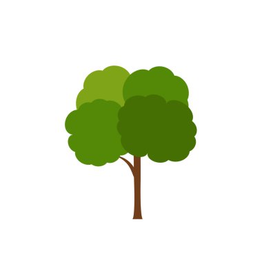 Yeşil ağaç, Beyaz Arkaplanda çeşitli formlar, çeşitli ağaç kümeleri, dekorasyon bahçeleri ve ev tasarımları için ağaçlar. Vektör illüstrasyon ve simge