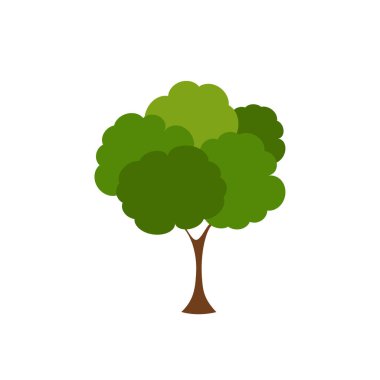 Yeşil ağaç, Beyaz Arkaplanda çeşitli formlar, çeşitli ağaç kümeleri, dekorasyon bahçeleri ve ev tasarımları için ağaçlar. Vektör illüstrasyon ve simge