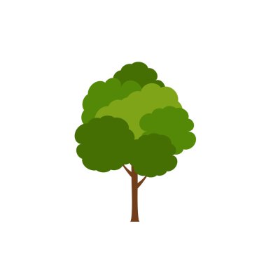 Yeşil ağaç, Beyaz Arkaplanda çeşitli formlar, çeşitli ağaç kümeleri, dekorasyon bahçeleri ve ev tasarımları için ağaçlar. Vektör illüstrasyon ve simge