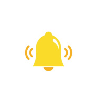 uyarı çanı simgesi seti beyaz arkaplanda izole edildi. Sosyal medya anımsatıcı için yeni uyarı ile sarı zil çal.