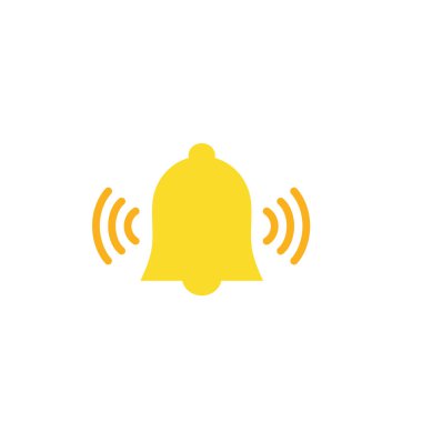 uyarı çanı simgesi seti beyaz arkaplanda izole edildi. Sosyal medya anımsatıcı için yeni uyarı ile sarı zil çal.