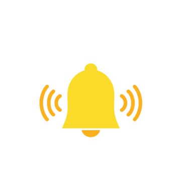 uyarı çanı simgesi seti beyaz arkaplanda izole edildi. Sosyal medya anımsatıcı için yeni uyarı ile sarı zil çal.
