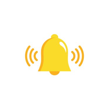 uyarı çanı simgesi seti beyaz arkaplanda izole edildi. Sosyal medya anımsatıcı için yeni uyarı ile sarı zil çal.