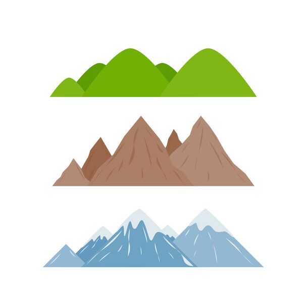 Mountain Natural Scenery Vector Set camping and hiking landscape illustration outdoor travel adventure travel mountaineering