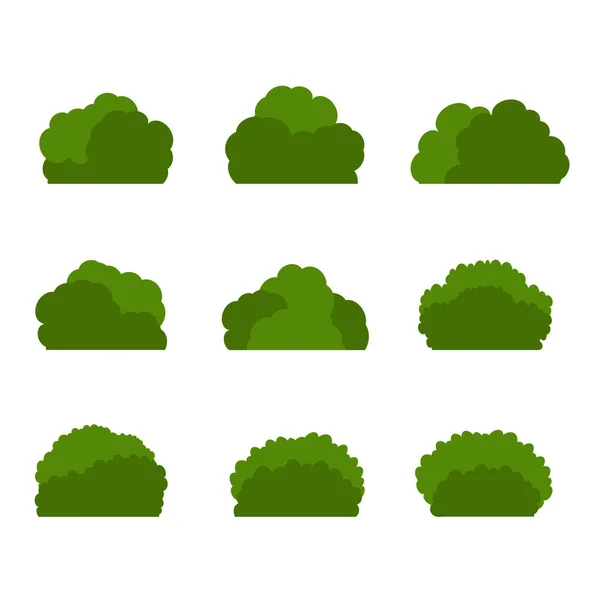 Árbol Verde Una Variedad Formas Fondo Blanco Conjunto Varios Conjuntos — Vector de stock