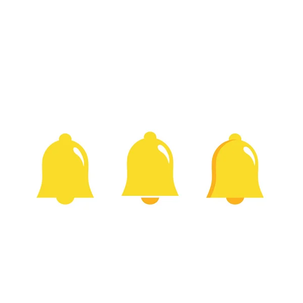 Ikona Upozornění Zvonek Nastavit Izolované Bílém Pozadí Vykreslit Žlutý Zvonek — Stockový vektor