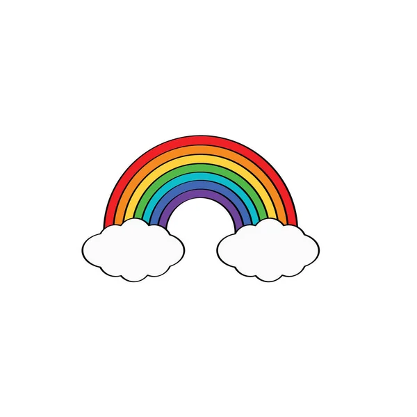 漫画の虹 心と雲で飾られたカラフルな虹 グラフィックイラストのカラフルなコレクション — ストックベクタ