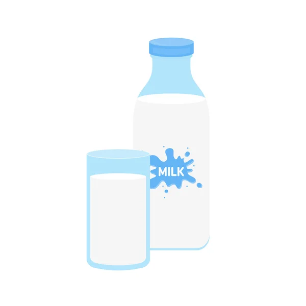 Embalaje Leche Vaso Leche Sobre Fondo Blanco Productos Lácteos Icono — Vector de stock