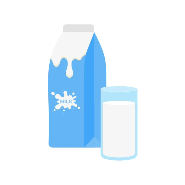 Упаковка Молока Стакан Молока Белом Фоне Молочные Продукты Икона Вектор — стоковый вектор