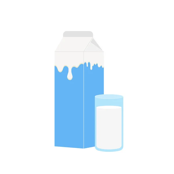 牛乳パック牛乳のグラス白乳製品の背景 アイコン ベクトル イラスト漫画スタイル — ストックベクタ