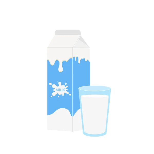 Embalaje Leche Vaso Leche Sobre Fondo Blanco Productos Lácteos Icono — Vector de stock