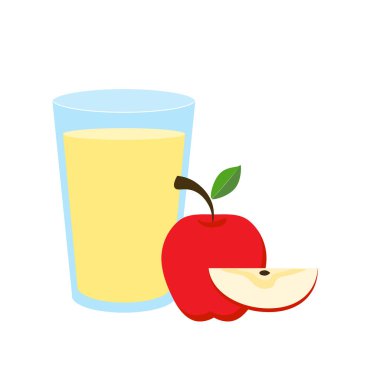 Elma meyvesi cam, elma püresi, elma sütü illüstrasyonu