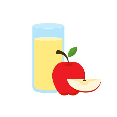 Elma meyvesi cam, elma püresi, elma sütü illüstrasyonu