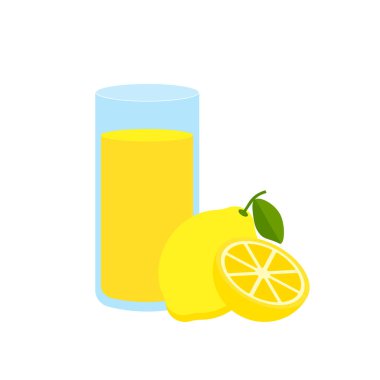 limon suyu bardakta, limon püresi, limon sütü, limonata vektör illüstrasyonu