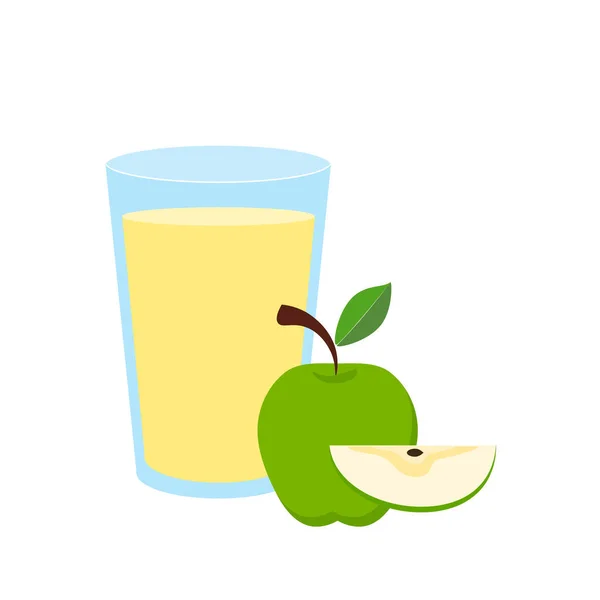 Apfelfruchtgetränk Glas Apfelsmoothie Apfelmilchvektorillustration — Stockvektor
