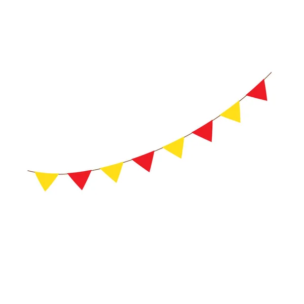 Grattis Födelsedagen Födelsedagsfest Färgglada Partyflaggor Platt Vektor Illustration Och Ikoner — Stock vektor