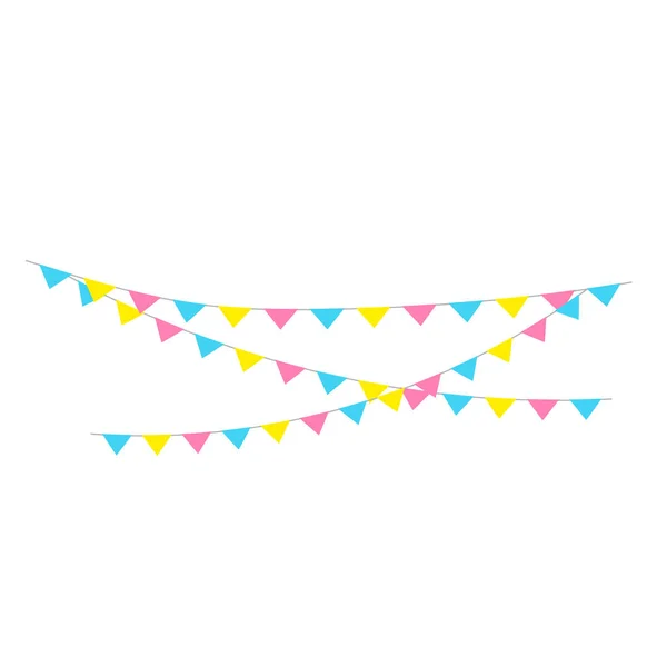 Happy Birthday Party Birthday Party Colorful Party Flags Flat Vector — Stock Vector