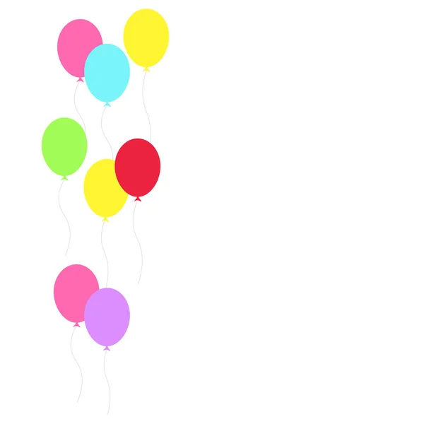 Joyeux Anniversaire Fête Anniversaire Nombreux Ballons Colorés Illustration Vectorielle Plate — Image vectorielle