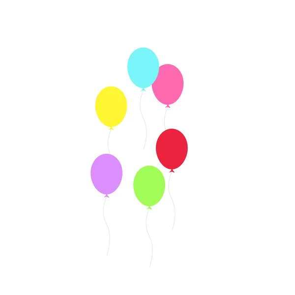 Grattis Födelsedagen Födelsedagsfest Många Färgglada Ballonger Platt Vektor Illustration Och — Stock vektor