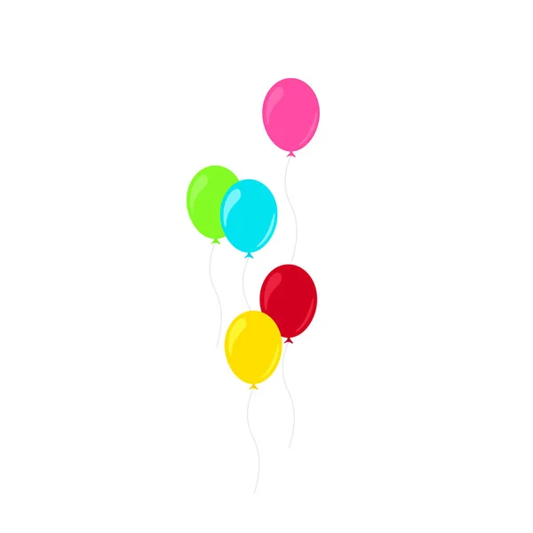 Joyeux Anniversaire Fête Anniversaire Nombreux Ballons Colorés Illustration Vectorielle Plate — Image vectorielle