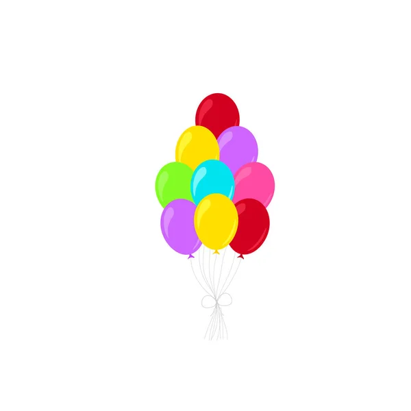 Grattis Födelsedagen Födelsedagsfest Många Färgglada Ballonger Platt Vektor Illustration Och — Stock vektor