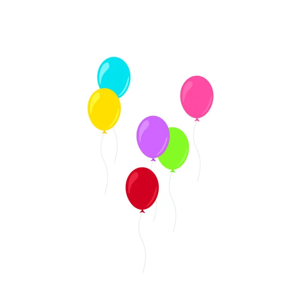 生日快乐宴会 生日宴会 许多五彩缤纷的气球 平面矢量图解和图标 — 图库矢量图片
