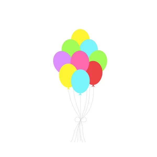 Happy Birthday Feast Birthday Party Many Colorful Balloons Flat Vector — Stock Vector