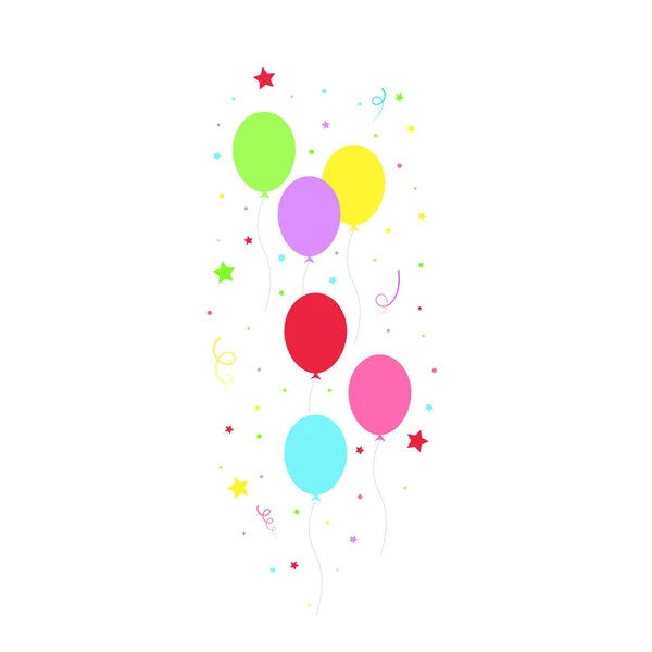 Joyeux Anniversaire Fête Anniversaire Nombreux Ballons Colorés Illustration Vectorielle Plate — Image vectorielle