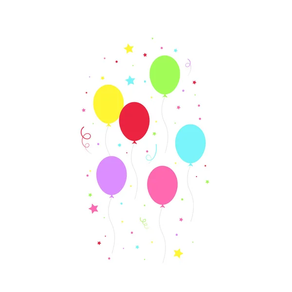 Buon Compleanno Festa Compleanno Molti Palloncini Colorati Illustrazione Vettoriale Piatta — Vettoriale Stock