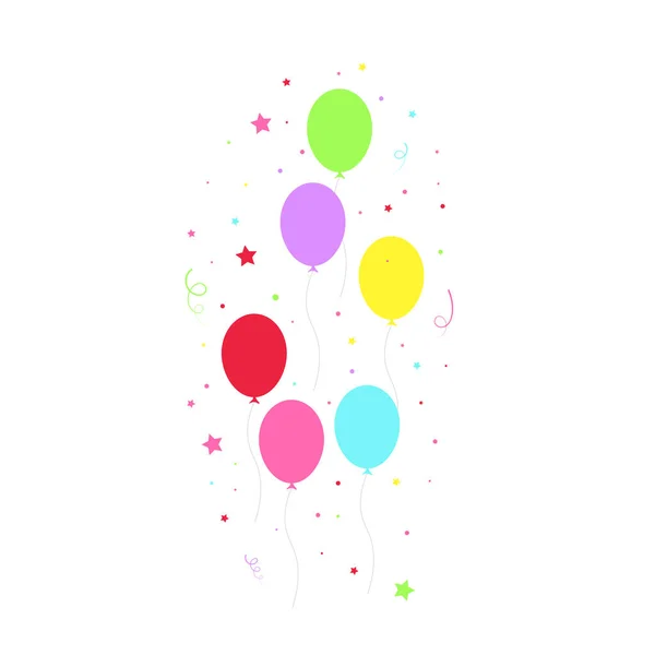 Mutlu Yıllar Doğum Günü Partisi Bir Sürü Renkli Balon Düz — Stok Vektör