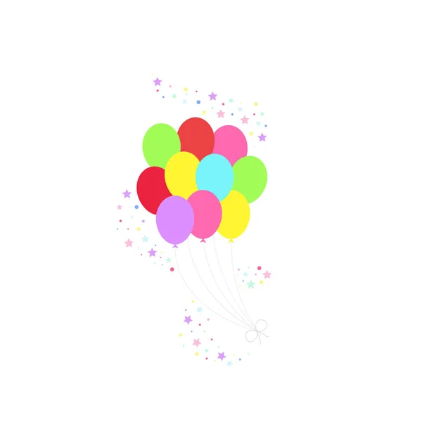 Happy Birthday Feast Birthday Party Many Colorful Balloons Flat Vector — Stock Vector