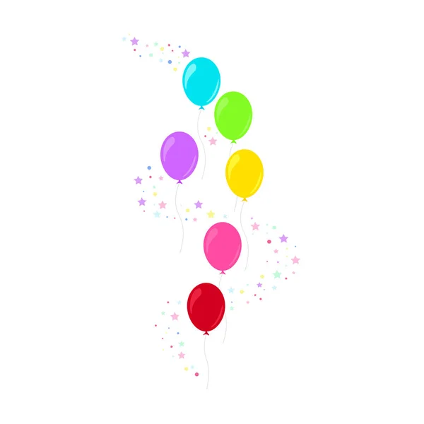 Joyeux Anniversaire Fête Anniversaire Nombreux Ballons Colorés Illustration Vectorielle Plate — Image vectorielle