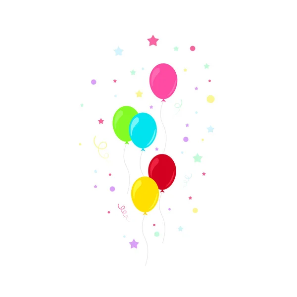 Buon Compleanno Festa Compleanno Molti Palloncini Colorati Illustrazione Vettoriale Piatta — Vettoriale Stock