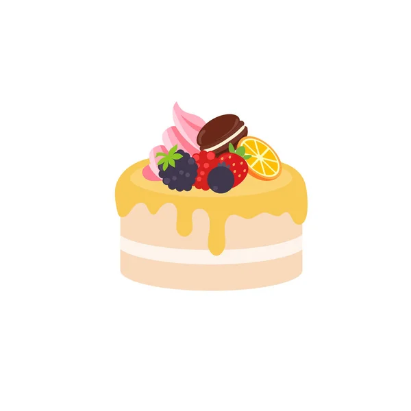 Joyeux Anniversaire Fête Gâteau Boîte Gâteau Gâteau Aux Fruits Célébration — Image vectorielle