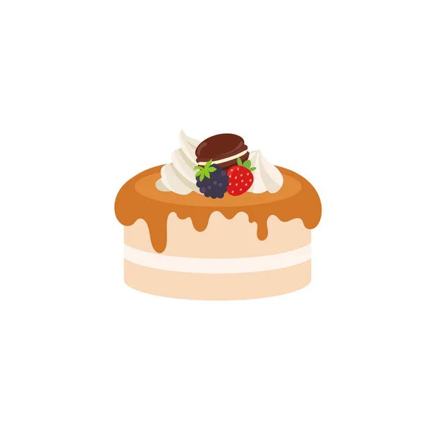 Boldog Születésnapot Születésnapot Torta Doboz Gyümölcs Torta Karamell Torta Ünneplés — Stock Vector