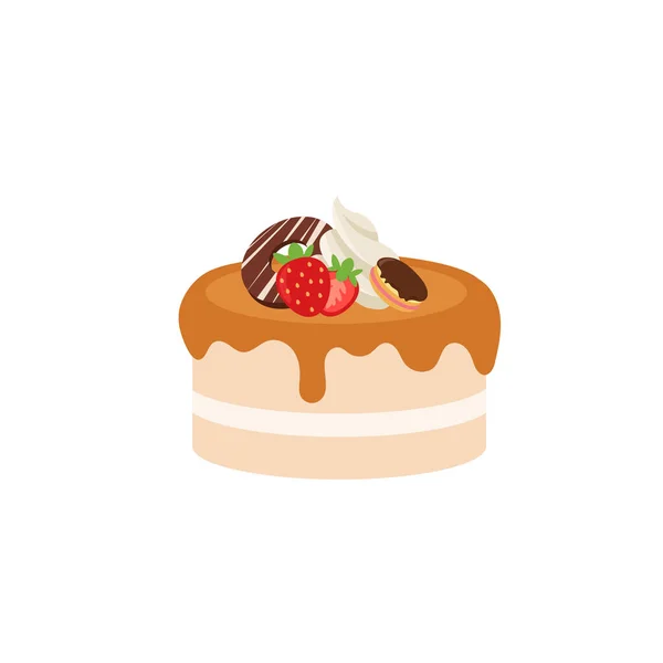 Wszystkiego Najlepszego Urodziny Urodziny Ciasto Pudełko Owoce Ciasto Karmel Cake — Wektor stockowy