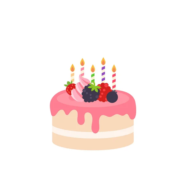 Happy Birthday Party Birthday Cake Box Fruit Cake Celebration Party — Stockový vektor