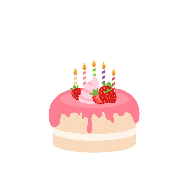 Happy Birthday Party Birthday Cake Box Fruit Cake Celebration Party — Stock Vector