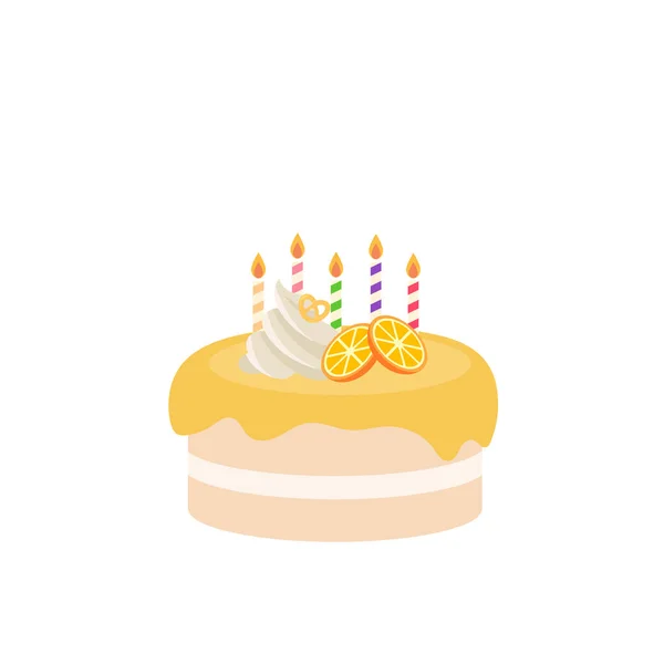 Happy Birthday Party Birthday Cake Box Fruit Cake Celebration Party — Stock Vector
