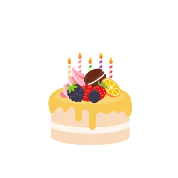Boldog Születésnapot Születésnapot Torta Doboz Gyümölcs Torta Ünnepség Party Szülinapi — Stock Vector